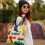 Personalized Abstract Graffiti Large Canvas Tote Bag with Name Travel Daily Use Birthday Gift for Men Women Artist