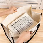 Personalized Birth Flower Piano Canvas Large Tote Bag with Name Daily Travel Essentials Birthday Gift for Women Music Lovers