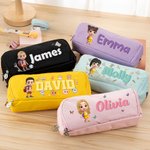 Personalized 3D Cartoon Character Multi-Compartment Pencil Case with Name Back to School Birthday Gift for Boys Girls