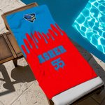Personalized Water Drip Quick Dry Microfiber Beach Towel with Name and Number Birthday Team Gift for Baseball Soccer Softball Ball Sport Lovers