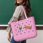 Personalised Cartoon Teacher Character Name Pencil Acrylic Bag Charm Accessories for Bogg Teachers' Day Birthday Back to School Gift for Women Teacher