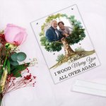 Henkilökohtainen I Wood Marry You Photo Tree Akryyli Ornamentti vuoden kanssa Home Decoration Hääpäivä lahja pariskunnille