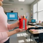 Personalized Sharpener-Shaped Pencil Holder and Pencil-Shaped Sticky Note Box Set with Text Desk Decor Birthday Gift for Teachers Students