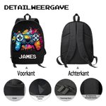 Gepersonaliseerde Kleurrijke Inktspatten Gamepad Stijl Pixel Rugzak met Naam Terug naar School Verjaardags Cadeau voor Studenten Game Liefhebbers