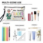 Gepersonaliseerd Cartoon Leraar Karakter Make-up tasje met tekst en polsbandje Reisaccessoire Teacher's Day Waardering Gift voor leraren