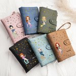 Personalized Cartoon Character Zodic Tri-Folded Leather Name Wallet with Card Holder Wristlet Birthday Gift for Women Girls