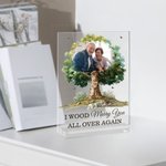 Henkilökohtainen I Wood Marry You Photo Tree Akryyli Ornamentti vuoden kanssa Home Decoration Hääpäivä lahja pariskunnille