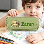 Personalized Cute Cartoon Animal Three-Layer Pencil Case Pouch with Name School Supply Back to School Birthday Gift for Boy Girl