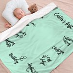 Personalized Baby's First Year of Celebration Holiday Soft Throw Blanket with Name Photo Props Birthday Baby Shower Gift for Newborn