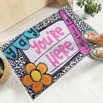 Personalized Yay You're Here Flower Rainbow Non-Slip Doormat with Text Welcome to Classroom Teacher's Day Back to School Gift for Teachers