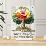 Henkilökohtainen I Wood Marry You Photo Tree Akryyli Ornamentti vuoden kanssa Home Decoration Hääpäivä lahja pariskunnille