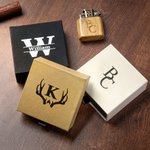 Personalised Engraved Logo Sandalwood Lighter Kit with Initial Name and Box Birthday Bachelor Party Gift for Men Groomsmen