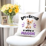 Personalized 3D Cartoon Dog Soft Throw Pillow Cover with Name Home Decor Birthday Adoption Anniversary Gift for Dog Moms Dog Lovers