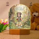 Personalised Little Explorer Face Photo LED Night Light with Name and Wooden Base Bedroom Decor Birthday Gift for Boys Girls