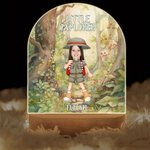 Personalised Little Explorer Face Photo LED Night Light with Name and Wooden Base Bedroom Decor Birthday Gift for Boys Girls