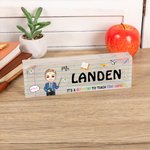 Personalised Cartoon Character Book Pencil Acrylic Desk Name Plate Birthday Appreciation Back to School Gift for Teachers