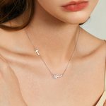 Collier croix latérale personnalisée avec nom Bijoux délicats Anniversaire Baptême Religieux Cadeau pour femmes Chrétiennes