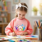 Tablier Imperméable Personnalisé avec Nom et Motif Animal Style Peinture Cadeau Rentrée Scolaire Peinture Activités Manuelles pour Enfant
