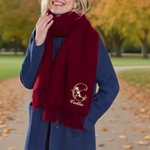 Personalized Retro Floral Initial Design Soft Warm Tassel Scarf with Name Anniversary Birthday Gift for Women