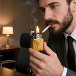 Personalised Engraved Logo Sandalwood Lighter Kit with Initial Name and Box Birthday Bachelor Party Gift for Men Groomsmen