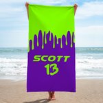 Personalized Water Drip Quick Dry Microfiber Beach Towel with Name and Number Birthday Team Gift for Baseball Soccer Softball Ball Sport Lovers