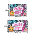 Personalized Yay You're Here Flower Rainbow Non-Slip Doormat with Text Welcome to Classroom Teacher's Day Back to School Gift for Teachers