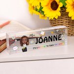 Personalised Cartoon Character Book Pencil Acrylic Desk Name Plate Birthday Appreciation Back to School Gift for Teachers