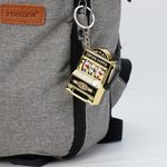 Personalized Mini Slot Machine Bag Tag Keychain with Initial Charm Birthday Anniversary Party Gift for Gambler Slot Lover