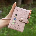 Personalized Cartoon Character Zodic Tri-Folded Leather Name Wallet with Card Holder Wristlet Birthday Gift for Women Girls