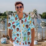 Personalized Drink Theme Face Photo Breathable Men's Hawaiian Shirt with Age Summer Vacation Birthday Holiday Gift for Men
