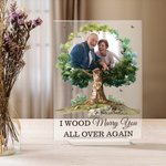 Henkilökohtainen I Wood Marry You Photo Tree Akryyli Ornamentti vuoden kanssa Home Decoration Hääpäivä lahja pariskunnille