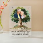 Henkilökohtainen I Wood Marry You Photo Tree Akryyli Ornamentti vuoden kanssa Home Decoration Hääpäivä lahja pariskunnille