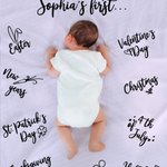 Personalized Baby's First Year of Celebration Holiday Soft Throw Blanket with Name Photo Props Birthday Baby Shower Gift for Newborn