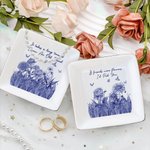 Personalised Toile De Jouy Purple Birth Flower Square Ceramic Trinket Jewellery Dish with Title Birthday Friendship Gift for Besties Sisters Friends