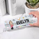 Personalised Cartoon Character Book Pencil Acrylic Desk Name Plate Birthday Appreciation Back to School Gift for Teachers