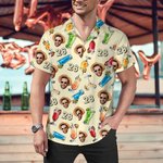 Personalized Drink Theme Face Photo Breathable Men's Hawaiian Shirt with Age Summer Vacation Birthday Holiday Gift for Men