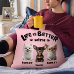 Personalized 3D Cartoon Dog Soft Throw Pillow Cover with Name Home Decor Birthday Adoption Anniversary Gift for Dog Moms Dog Lovers
