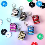 Personalized Mini Slot Machine Bag Tag Keychain with Initial Charm Birthday Anniversary Party Gift for Gambler Slot Lover