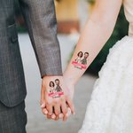 Personalized Funny Cartoon Face Photo Waterproof Temporary Tattoo Stickers with Name and Date Set of 12 Wedding Party Favors Gift for Newlyweds Couple
