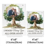 Henkilökohtainen I Wood Marry You Photo Tree Akryyli Ornamentti vuoden kanssa Home Decoration Hääpäivä lahja pariskunnille