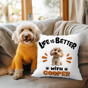Personifierad 3D tecknad hund mjuk kasta kuddeöverdrag med namn heminredning födelsedag adoption årsdag present till hundmammor hundälskare