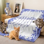 Toile De Jouy Personalizada Línea 1-7 Gatos Manta Suave con Nombres Decoración del Hogar Regalo de Cumpleaños para Amante de los Gatos
