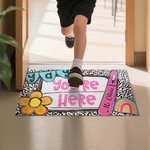 Personalized Yay You're Here Flower Rainbow Non-Slip Doormat with Text Welcome to Classroom Teacher's Day Back to School Gift for Teachers