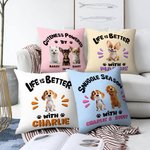 Personalized 3D Cartoon Dog Soft Throw Pillow Cover with Name Home Decor Birthday Adoption Anniversary Gift for Dog Moms Dog Lovers