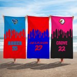 Personalized Water Drip Quick Dry Microfiber Beach Towel with Name and Number Birthday Team Gift for Baseball Soccer Softball Ball Sport Lovers