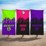 Personalized Water Drip Quick Dry Microfiber Beach Towel with Name and Number Birthday Team Gift for Baseball Soccer Softball Ball Sport Lovers