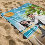 Personalisierte Sommer Strand Cartoon Paar schnell trocknen Oversized Strandtuch mit Gesicht Foto und Name Hochzeit Reise Honig Mond Geschenk für Newlywed Paar