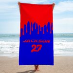 Personalized Water Drip Quick Dry Microfiber Beach Towel with Name and Number Birthday Team Gift for Baseball Soccer Softball Ball Sport Lovers