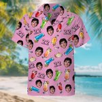 Personalized Drink Theme Face Photo Breathable Men's Hawaiian Shirt with Age Summer Vacation Birthday Holiday Gift for Men