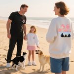 Personalised Paw Print 1-6 Family Members Silhouette T-shirt Sweatshirt Birthday Holiday Gift for Family